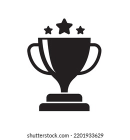 Trophy-Symbol mit glypischem Stil einzeln auf weißem Hintergrund