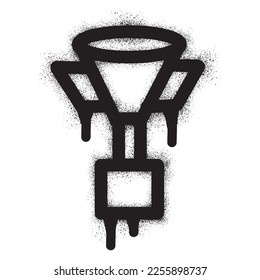 Trophy icon graffiti with black spray paint. Vector illustration