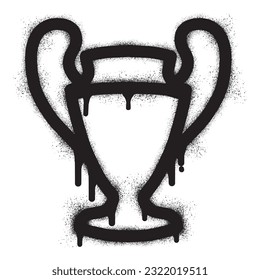 Trophy icon graffiti with black spray paint.	
