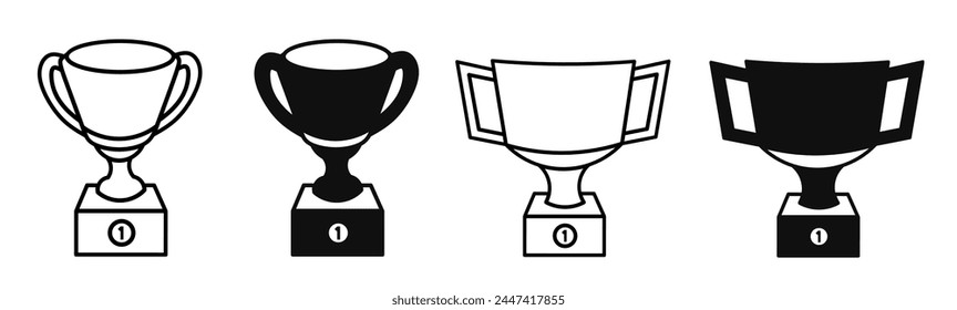 Ilustración del icono del trofeo sobre fondo blanco. Conjunto de iconos de trofeos para empresas. Vector de acciones
