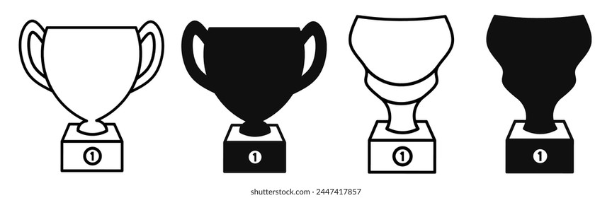 Trophy icon illustration on white background. Trophy icon set for business. Stock vector
