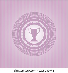 trophy icon inside badge with pink background