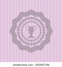 trophy icon inside badge with pink background
