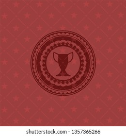 trophy icon inside badge with red background