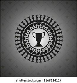 trophy icon inside black emblem. Vintage.