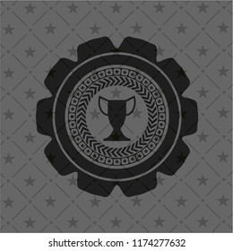 trophy icon inside black emblem