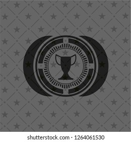 trophy icon inside black emblem. Vintage.