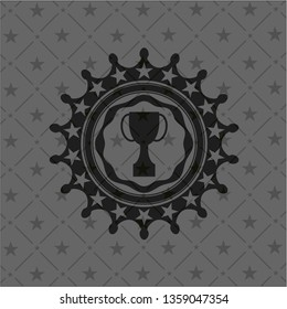 trophy icon inside black emblem. Vintage.