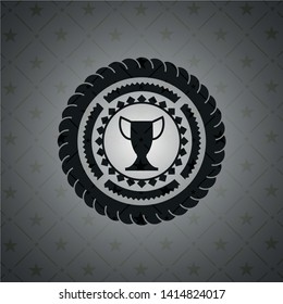 trophy icon inside black emblem. Vintage.