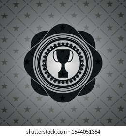 trophy icon inside black emblem. Vintage.