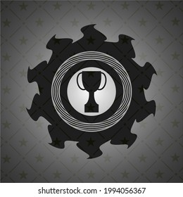 trophy icon inside black emblem. Vintage. 