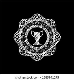 trophy icon inside chalk emblem