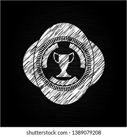 trophy icon inside chalk emblem