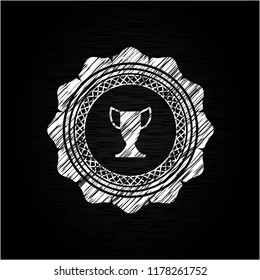 trophy icon inside chalkboard emblem