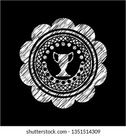 trophy icon inside chalkboard emblem