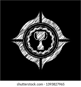 trophy icon inside chalkboard emblem