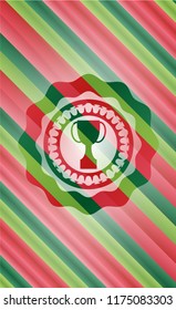 trophy icon inside christmas badge.