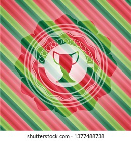 trophy icon inside christmas badge.