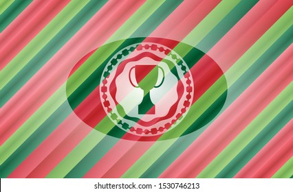 trophy icon inside christmas badge.