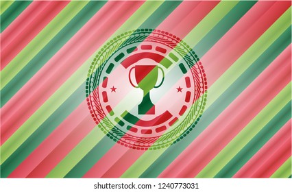 trophy icon inside christmas style badge..