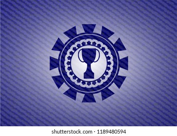 trophy icon inside emblem with jean high quality background