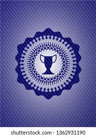 trophy icon inside emblem with jean high quality background