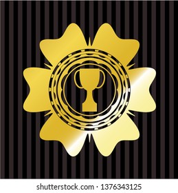 trophy icon inside gold badge or emblem