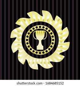 icono trofeo dentro de la placa dorada o emblema