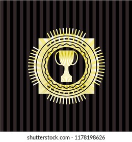 trophy icon inside gold emblem or badge