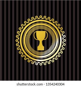 trophy icon inside gold emblem