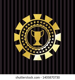 trophy icon inside gold emblem