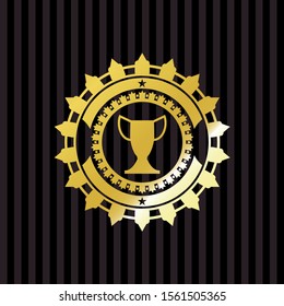 trophy icon inside gold emblem