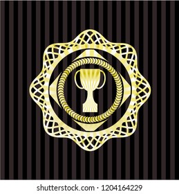 trophy icon inside gold shiny badge