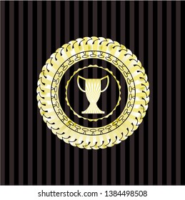 trophy icon inside gold shiny badge
