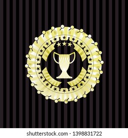 trophy icon inside gold shiny badge