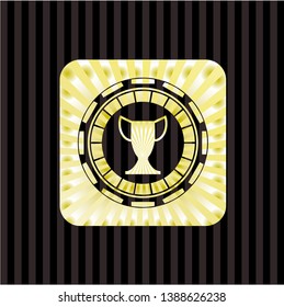 trophy icon inside golden emblem