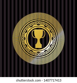 trophy icon inside golden emblem