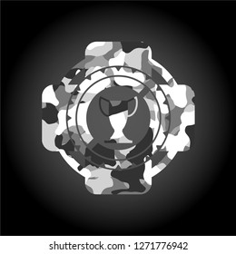 trophy icon inside grey camouflage texture