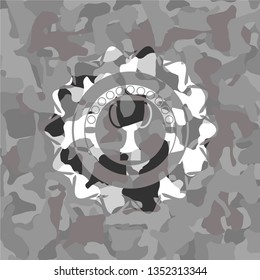 trophy icon inside grey camouflage texture