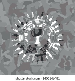 trophy icon inside grey camouflage texture