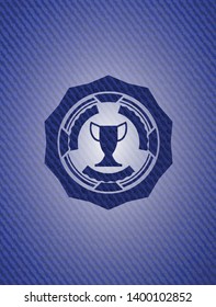 trophy icon inside jean background