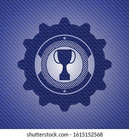 trophy icon inside jean background