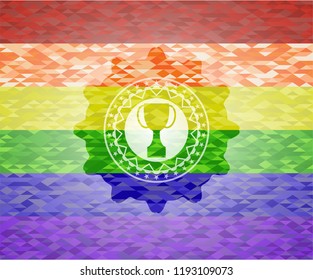 trophy icon inside lgbt colors emblem 