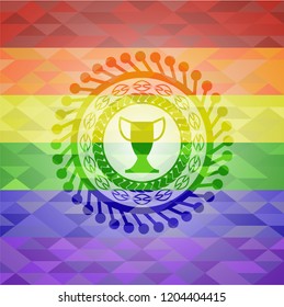 trophy icon inside lgbt colors emblem 