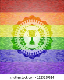 trophy icon inside lgbt colors emblem 