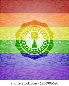 trophy icon inside lgbt colors emblem 