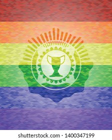 trophy icon inside lgbt colors emblem 