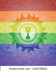 trophy icon inside lgbt colors emblem 