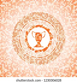 trophy icon inside orange mosaic emblem