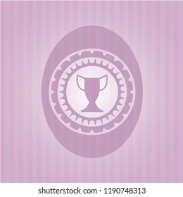 trophy icon inside pink emblem